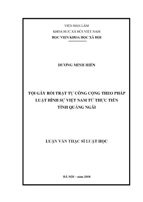 Luận văn thạc sĩ tội gây rối trật tự công cộng theo pháp luật hình sự việt nam từ thực tiễn tỉnh quảng ngãi