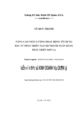 Nâng cao chất lượng hoạt động tín dụng đầu tư phát triển tại chi nhánh ngân hàng phát triển sơn la