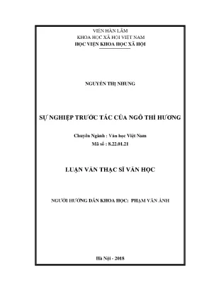 Luận văn thạc sĩ sự nghiệp trước tác của ngô thì hương