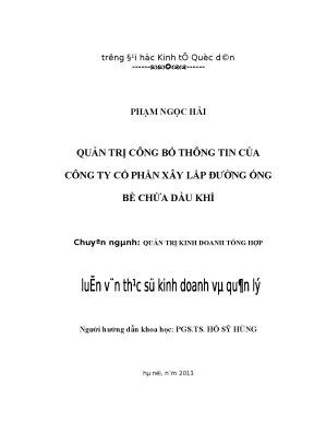 Quản trị công bố thông tin của công ty cổ phần xây lắp đường ống bể chứa dầu khí