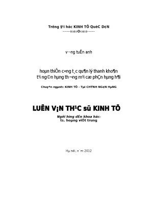 Hoàn thiện công tác quản lý thanh khoản tại ngân hàng thương mại cổ phần hàng hải