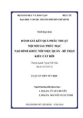 Luận án tiến sĩ đánh giá kết quả phẫu thuật nội soi sau phúc mạc tạo hình khúc nối niệu quản bể thận kiểu cắt rời