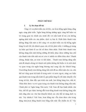 Phát triển hoạt động thanh toán không dùng tiền mặt tại chi nhánh ngân hàng đầu tư và phát triển đông đ