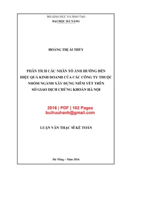 Luận văn thạc sĩ quản trị kinh doanh phân tích các nhân tố ảnh hưởng đến hiệu quả kinh doanh của các công ty thuộc nhóm ngành xây dựng niêm yết trên sở giao dịch chứng khoán hà