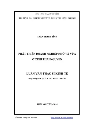 Luận văn thạc sĩ phát triển doanh nghiệp nhỏ và vừa ở tỉnh thái nguyên