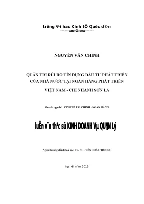 Quản trị rủi ro tín dụng đầu tư phát triển của nhà nước tại ngân hàng phát triển việt nam chi nhánh sơn la