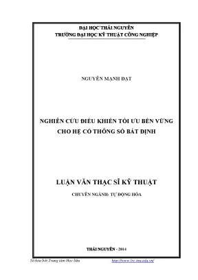 Luận văn thạc sĩ nghiên cứu điều khiển tối ưu bền vững cho hệ có thông số bất định
