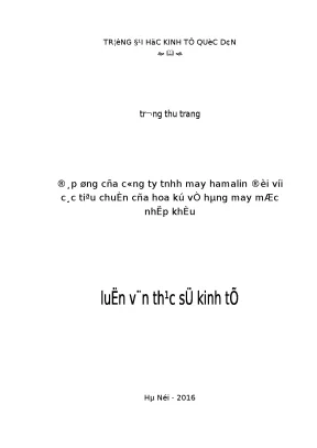 Đáp ứng của công ty tnhh may hamalin đối với các tiêu chuẩn của hoa kỳ về hàng may mặc nhập khẩu