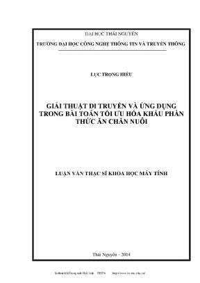 Luận văn thạc sĩ giải thuật di truyền và ứng dụng trong bài toán tối ưu hóa khẩu phần thức ăn chăn nuôi