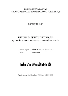 Phát triển dịch vụ phi tín dụng tại ngân hàng thương mại cổ phần sài gòn