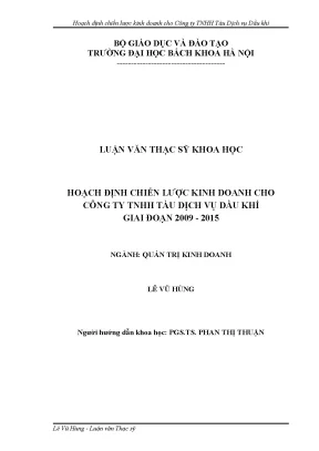 Hoạch định chiến lược kinh doanh cho công ty tnhh tàu dịch vụ dầu khí giai đoạn 2009 2015