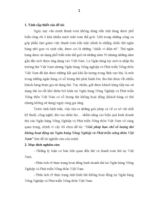 Giải pháp hạn chế số lượng thẻ không hoạt động tại ngân hàng nông nghiệp và phát triển nông thôn việt nam