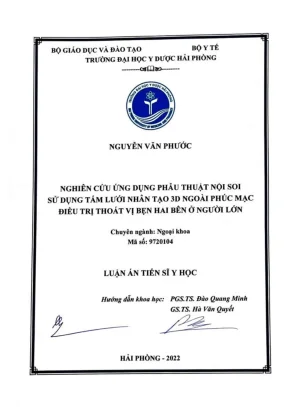 Luận án tiến sĩ nghiên cứu ứng dụng phẫu thuật nội soi sử dụng tấm lưới nhân tạo 3d ngoài phúc mạc điều trị thoát vị bẹn hai bên người lớn