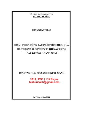 Luận văn thạc sĩ quản trị kinh doanh hoàn thiện công tác phân tích hiệu quả hoạt động ở công ty tnhh xây dựng cầu đường hoàng nam