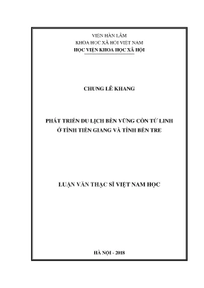Luận văn thạc sĩ phát triển du lịch bền vững cồn tứ linh ở tỉnh tiền giang và tỉnh bến tre