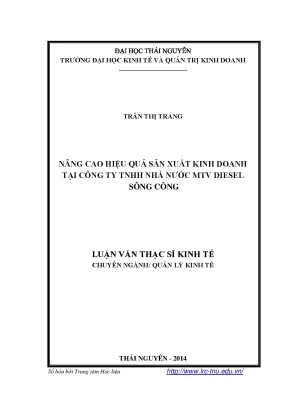Luận văn thạc sĩ nâng cao hiệu quả sản xuất kinh doanh tại công ty tnhh nhà nước một thành viên diesel sông công