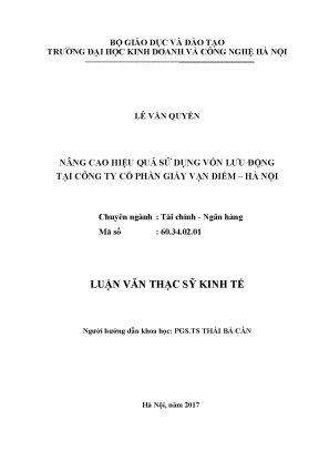 Nâng cao hiệu quả sử dụng vốn lưu động tại công ty cổ phần giấy vạn điểm hà nội