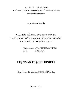 Giải pháp mở rộng huy động vốn tại ngân hàng thương mại cổ phần công thương việt nam chi nhánh bỉm sơn