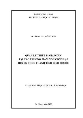 Quản lý thiết bị giáo dục tại các trường mầm non công lập huyện chơn thành tỉnh bình phước