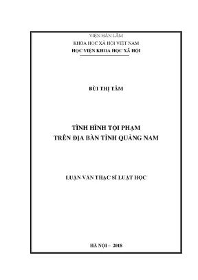 Luận văn thạc sĩ tình hình tội phạm trên địa bàn tỉnh quảng nam