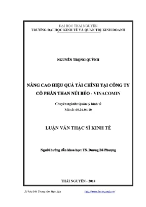 Luận văn thạc sĩ nâng cao hiệu quả tài chính tại công ty cổ phần than núi béo vinacomin