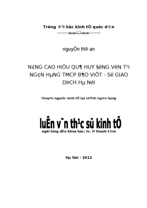 Nâng cao hiệu quả huy động vốn tại ngân hàng tmcp bảo việt sở giao dịch hà nội