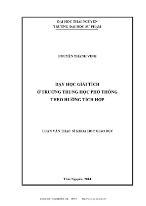 Luận văn thạc sĩ dạy học giải tích ở trường trung học phổ thông theo hướng tích cực