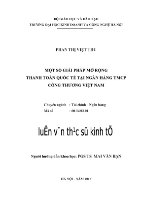 Một số giải pháp mở rộng thanh toán quốc tế tại ngân hàng tmcp công thương việt nam