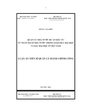 Luận án tiến sĩ quản lý nhà nước dự án đầu tư từ ngân sách nhà nước trong giáo dục đại học và sau đại học ở việt nam
