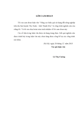 Nâng cao hiệu quả sử dụng đất nông nghiệp trên địa bàn huyện thọ xuân tỉnh thanh hoá