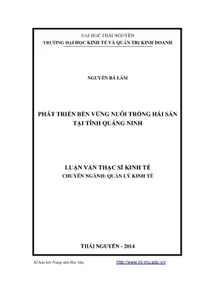 Luận văn thạc sĩ phát triển bền vững nuôi trồng hải sản tại tỉnh quảng ninh