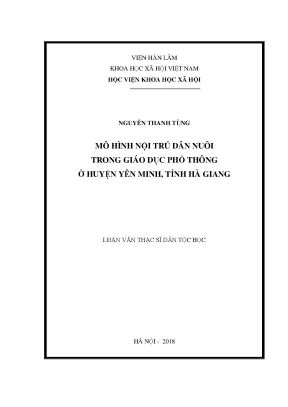 Luận văn thạc sĩ mô hình nội trú dân nuôi trong giáo dục phổ thông ở huyện yên minh tỉnh hà giang