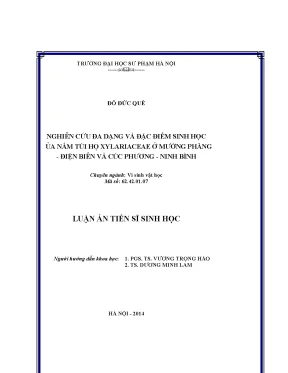 Luận án tiến sĩ nghiên cứu đa dạng và đặc điểm sinh học của nấm túi họ xylariaceae ở mường phăng điện biên và cúc phương ninh bình