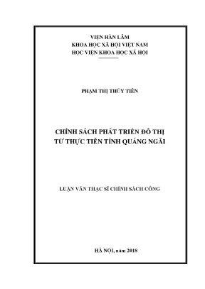 Luận văn thạc sĩ chính sách phát triển đô thị từ thực tiễn tỉnh quảng ngãi
