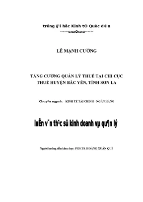 Tăng cường quản lý thuế tại chi cục thuế huyện bắc yên tỉnh sơn la