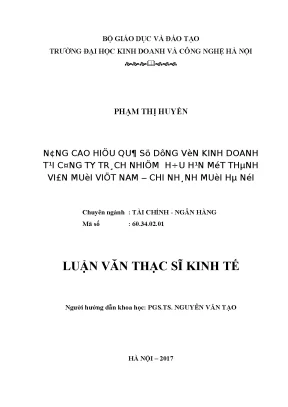 Nâng cao hiệu quả sử dụng vốn kinh doanh tại công ty trách nhiệm hữu hạn một thành viên muối việt nam chi nhánh muối hà nội