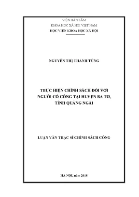 Luận văn thạc sĩ thực hiện chính sách đối với người có công tại huyện ba tơ tỉnh quảng ngãi
