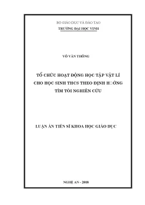 Luận văn thạc sĩ tổ chức hoạt động học tập vật lí cho học sinh thcs theo định hướng tìm tòi nghiên cứu