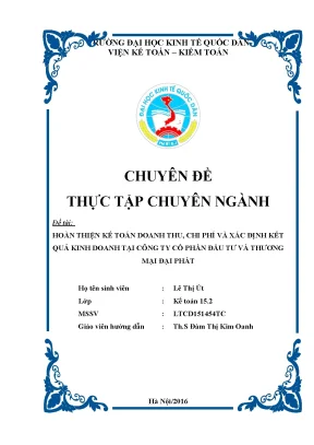 Hoàn thiện kế toán doanh thu chi phí và xác định kết quả kinh doanh tại công ty cổ phần đầu tư và thương mại đại phát