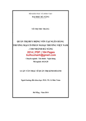 Luận văn thạc sĩ tài chính ngân hàng quản trị huy động vốn tại ngân hàng thương mại cổ phần ngoại thương việt nam chi nhánh đà nẵng