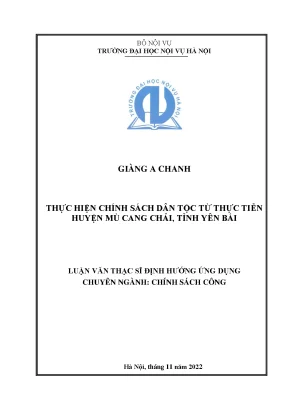 Thực hiện chính sách dân tộc từ thực tiễn huyện mù cang chải tỉnh yên bái
