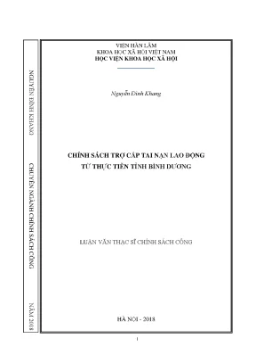 Luận văn thạc sĩ chính sách trợ cấp trợ cấp tai nạn lao động từ thực tiễn tỉnh bình dương