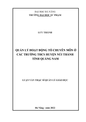 Quản lý hoạt động tổ chuyên môn ở các trường thcs huyện núi thành tỉnh quảng nam