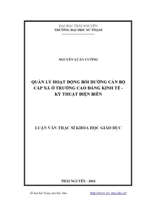 Luận văn thạc sĩ quản lý hoạt động bồi dưỡng cán bộ cấp xã ở trường cao đẳng kinh tế kỹ thuật điện biên