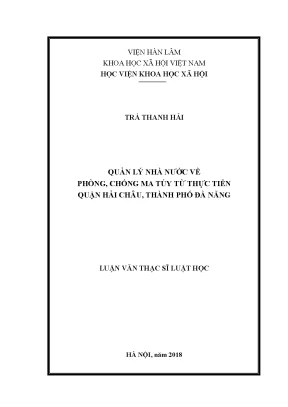 Luận văn thạc sĩ quản lý nhà nước về phòng chống ma túy từ thực tiễn quận hải châu thành phố đà nẵng