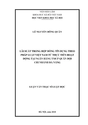 Luận văn thạc sĩ lãi suất trong hợp đồng tín dụng ngân hàng theo pháp luật việt nam từ thực tiễn ngân hàng tmcp quân đội chi nhánh đà nẵng
