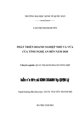 Phát triển doanh nghiệp nhỏ và vừa của tỉnh nghệ an đến năm 2020