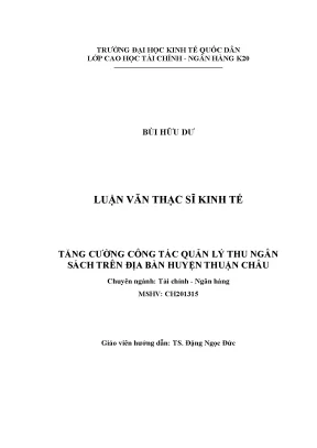 Tăng cường công tác quản lý thu ngân sách trên địa bàn huyện thuận châu