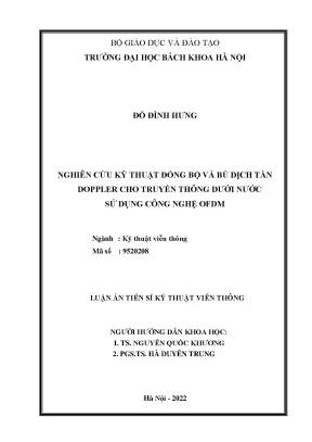Luận án nghiên cứu kỹ thuật đồng bộ và bù dịch tần doppler cho truyền thông dƣới nƣớc sử dụng công nghệ ofdm
