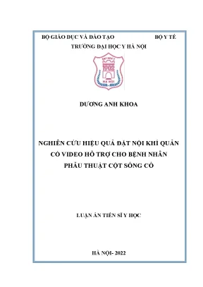 Tài liệu nghiên cứu hiệu quả đặt nội khí quản có video hỗ trợ cho bệnh nhân phẫu thuật